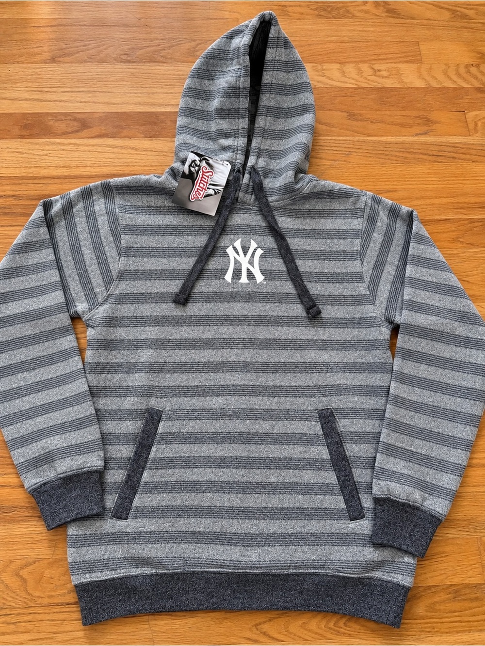 New York Yankees Stitches Gray Striped Hooded Sweatshirt New w/ Tags